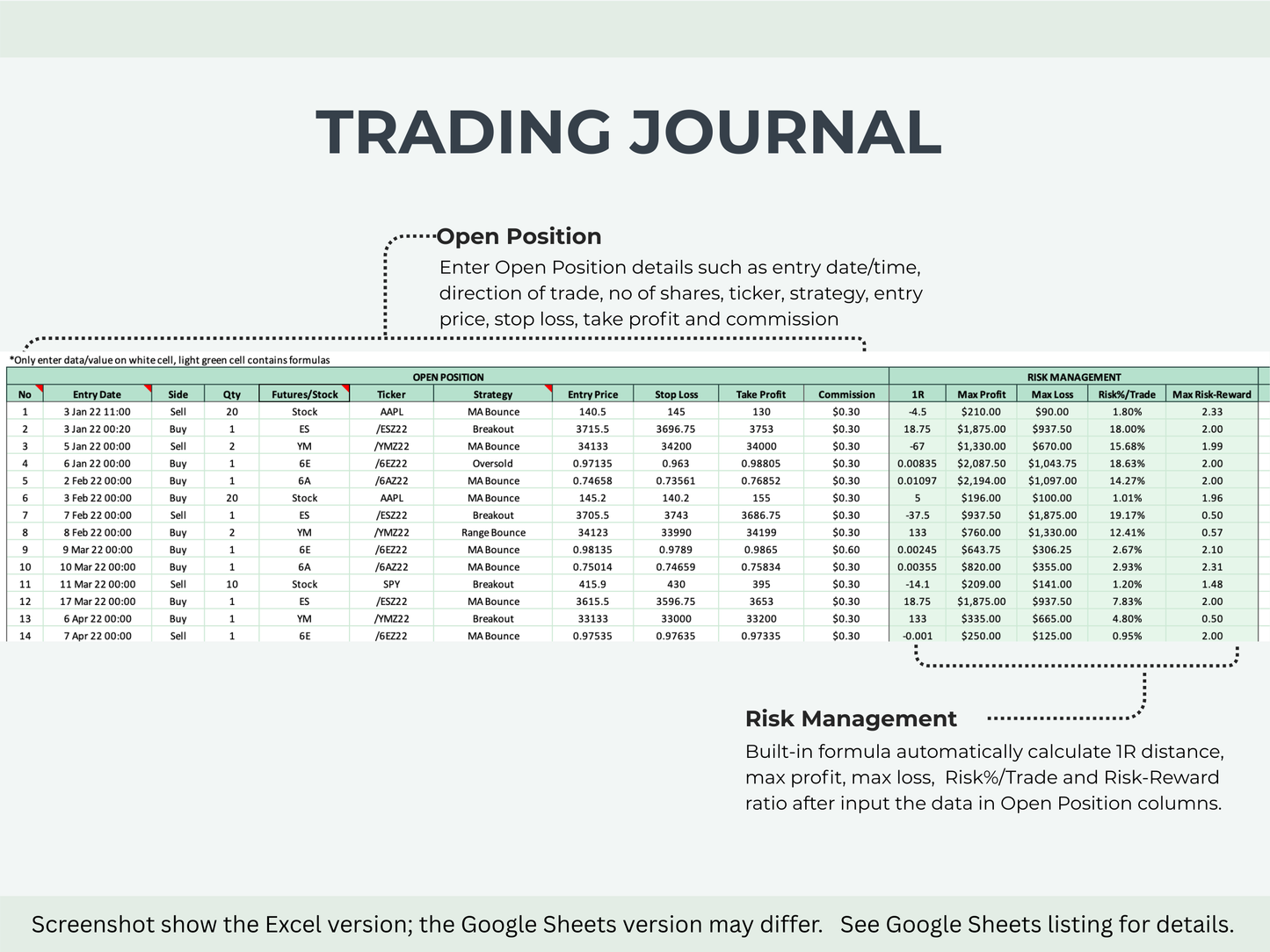 Stock & Futures Trading Journal