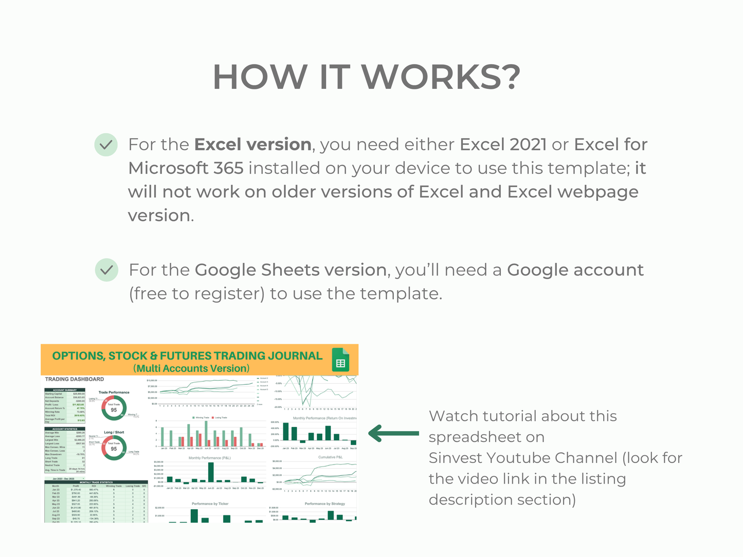 Options, Stocks & Futures Trading Journal | Multi-Account Trading Spreadsheet (Up to 10 Accounts)
