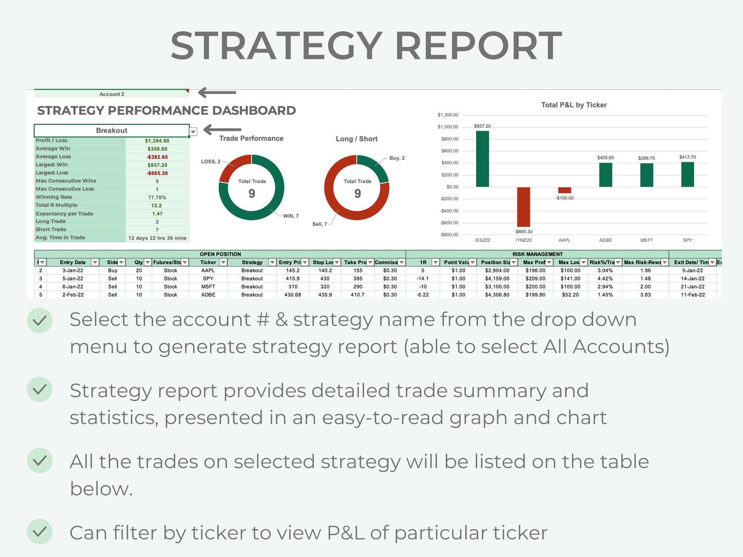 Stocks & Futures Trading Journal | Multi-Account Trading Spreadsheet (Up to 10 Accounts)