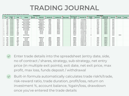Options & Stock Trading Journal Multi Account