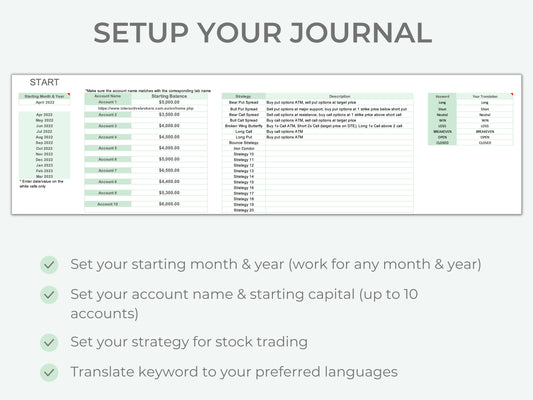 Options & Stock Trading Journal Multi Account