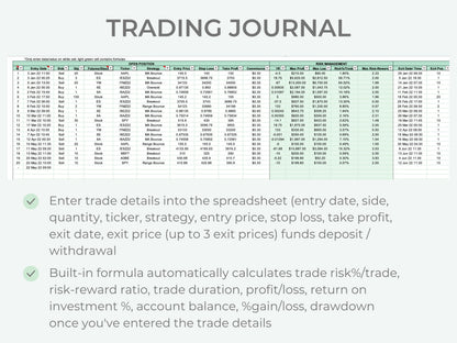 Stocks & Futures Trading Journal | Multi-Account Trading Spreadsheet (Up to 10 Accounts)