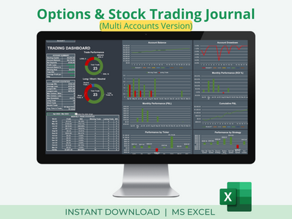 Options & Stock Trading Journal Multi Account