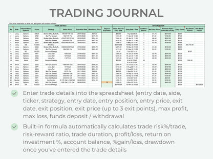 All-in-One Trading Journal (Options, Stock & Futures)