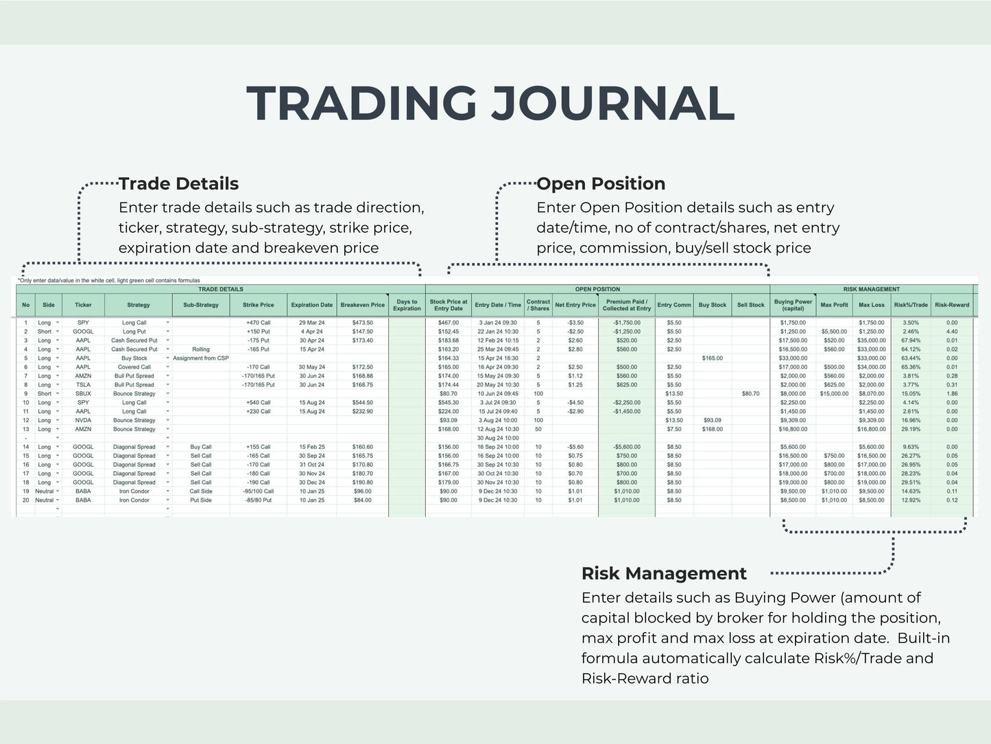 Options & Stocks Trading Journal