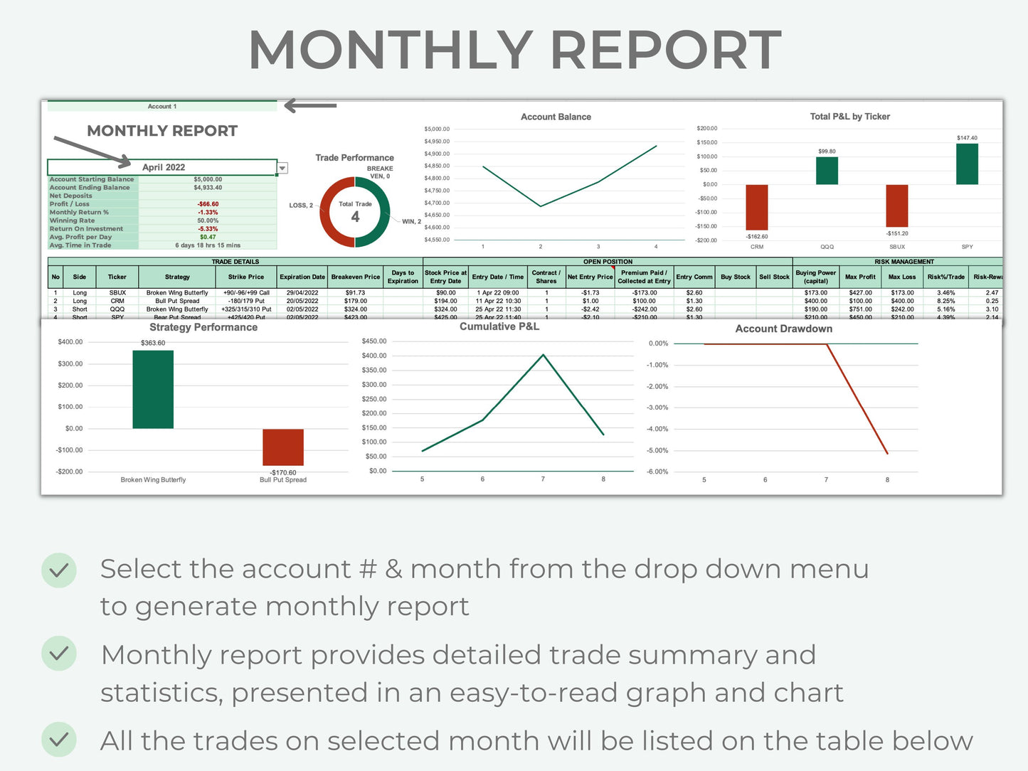 Options & Stock Trading Journal Multi Account